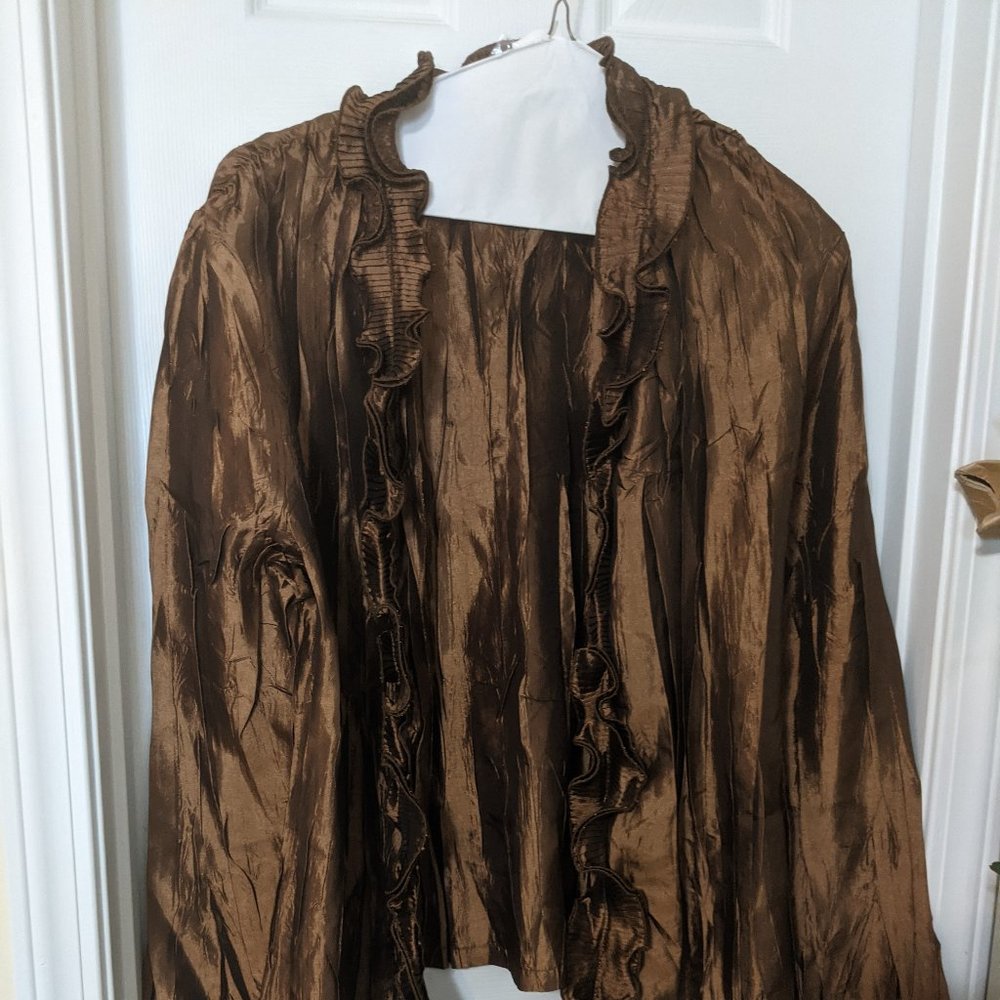 Bronze ruffle collar jacket, size XXL